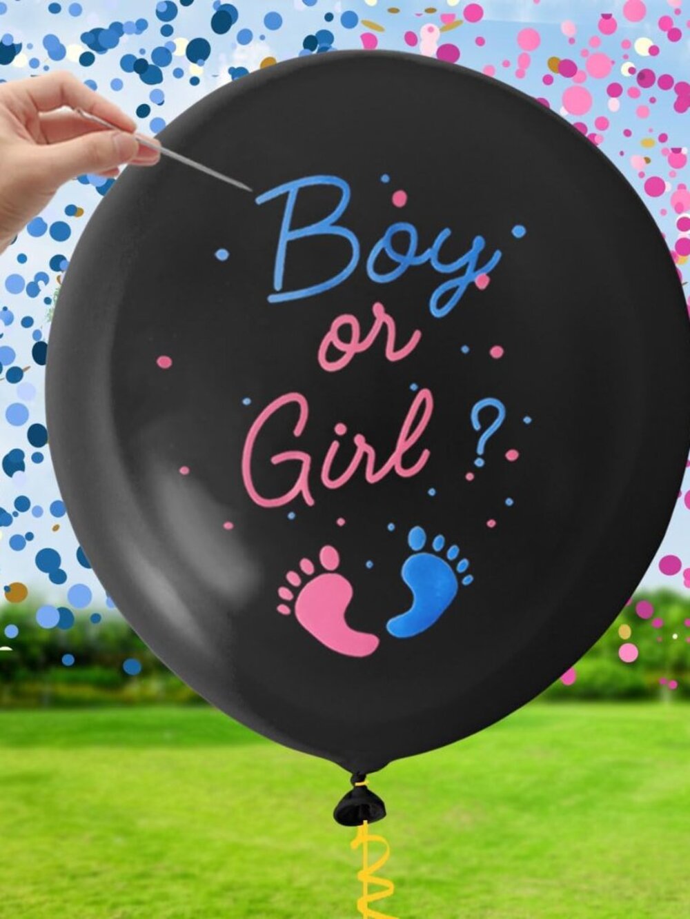 Gender Reveal Balloon Pop Ideas, 2pcs 36" Jumbo Black Baby Boy or Girl Balloons,